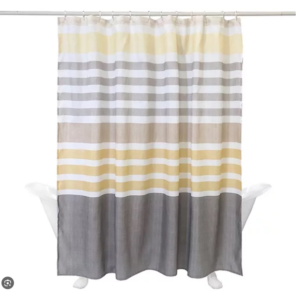 🔶🔶 Striped Shower Curtain & Hooks Set 🔶🔶